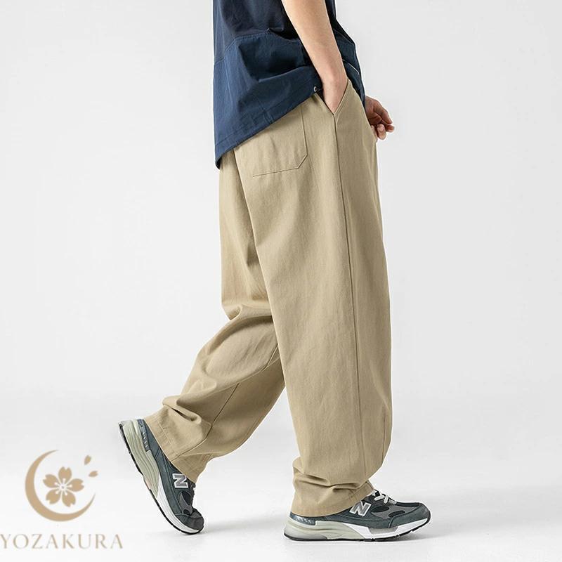 ワイドパンツ ズボン メンズ 大きいサイズ 調整紐 ウエストゴム 綿