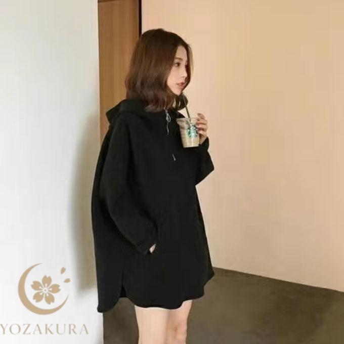 パーカー レディース タートルネック 長袖 プルオーバー ミディアム丈