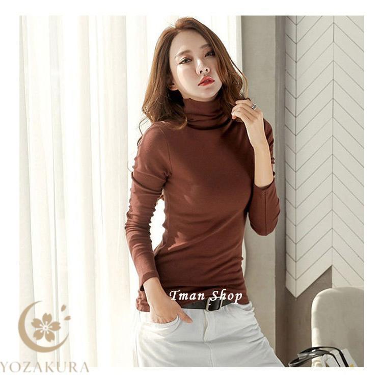 長袖tシャツ レディース ハイネック トップス カットソー 2タイプ 薄手