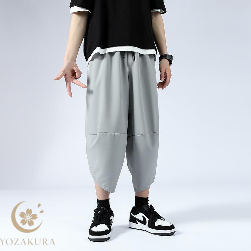 接触冷感 7分丈 ワイドパンツ イージーパンツ メンズ サルエルパンツ