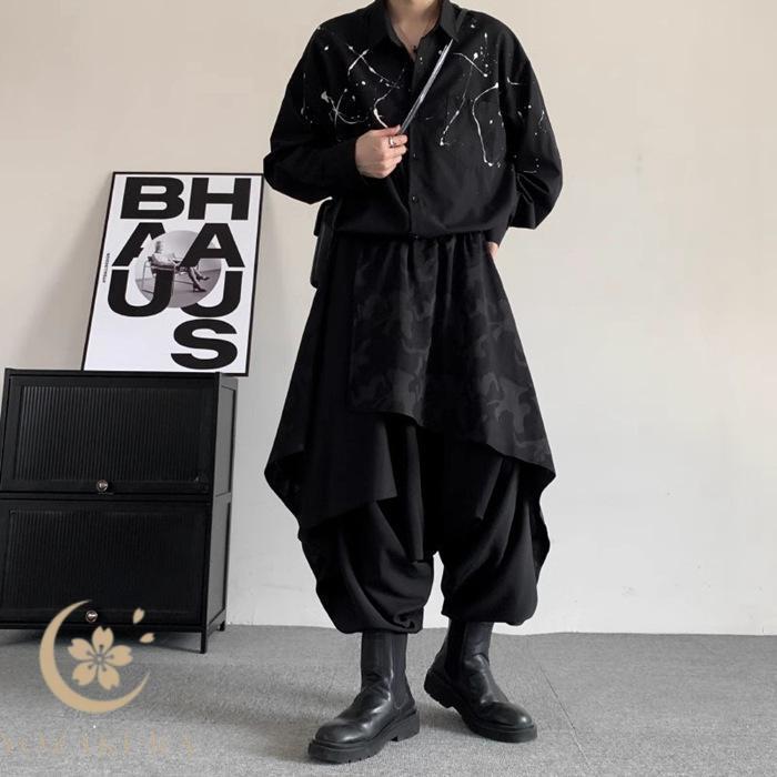 サルエルパンツ 袴パンツ モード系 メンズ ワイドパンツ ゆったり