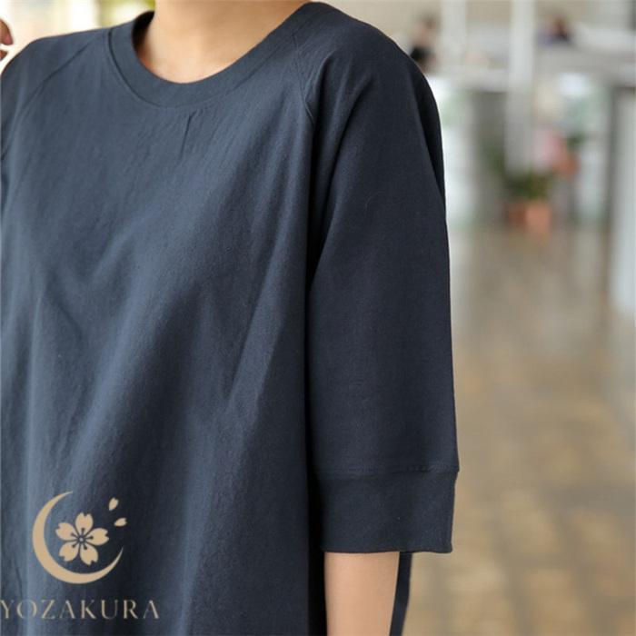 七分袖カットソー レディース 麻 ゆったり Tシャツ 7分袖 トップス