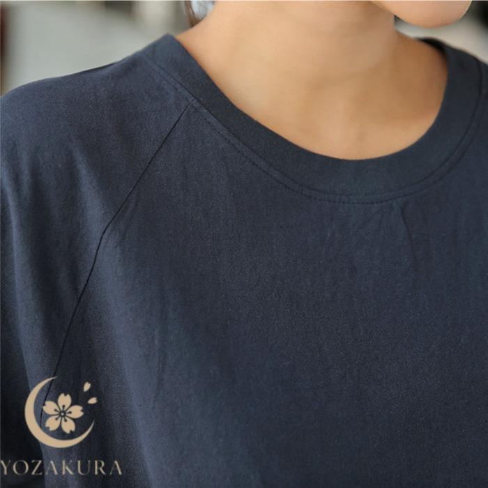 七分袖カットソー レディース 麻 ゆったり Tシャツ 7分袖 トップス