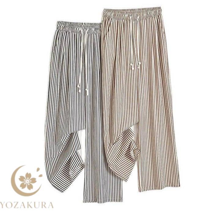 ワイドパンツ ロングパンツ レディース ストライプパンツ ボトムス