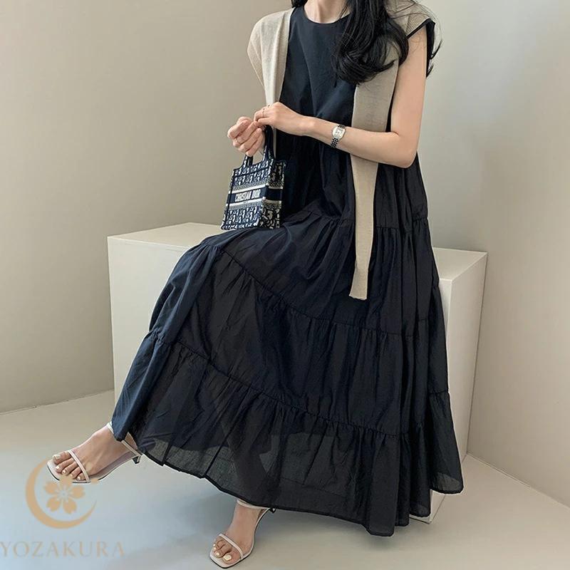 ワンピース レディース 夏 ノースリーブ ロングワンピース マキシ丈