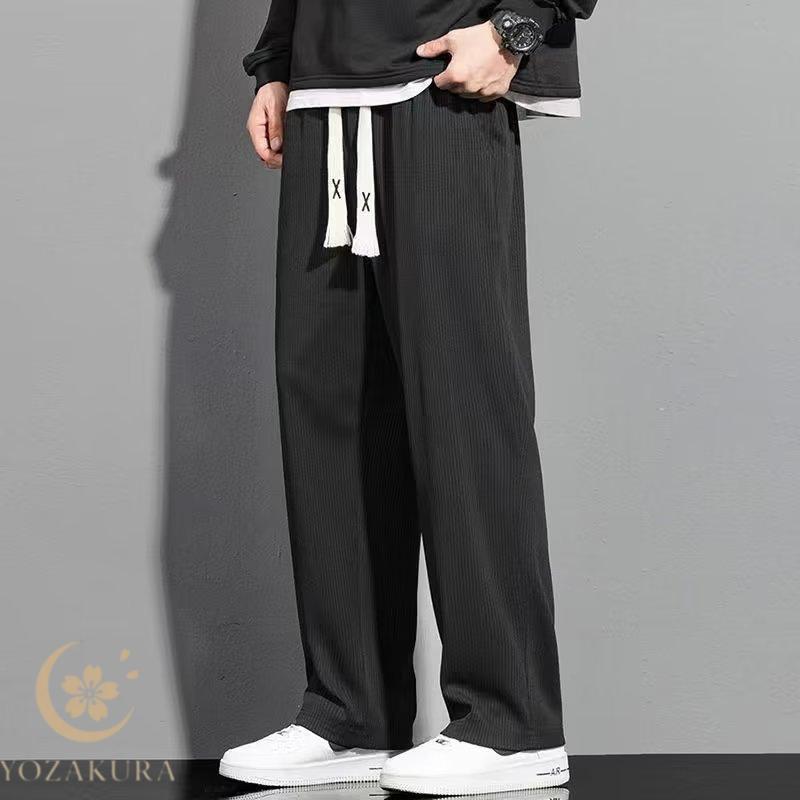 酒袋ゆったりパンツ ワイドパンツ メンズ アイスシルク 接触冷感 ひんやり 速乾 薄手 無地