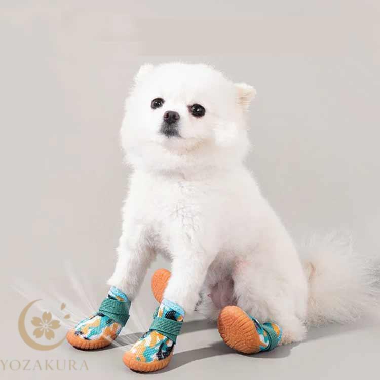 犬 脱げない 履かせやすい ドッグシューズ 冬 4個セット 春 保護