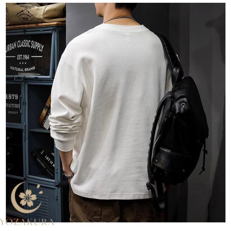 ヘンリーネック 軽い 秋服 tシャツ 快適 メンズ カットソー 長袖