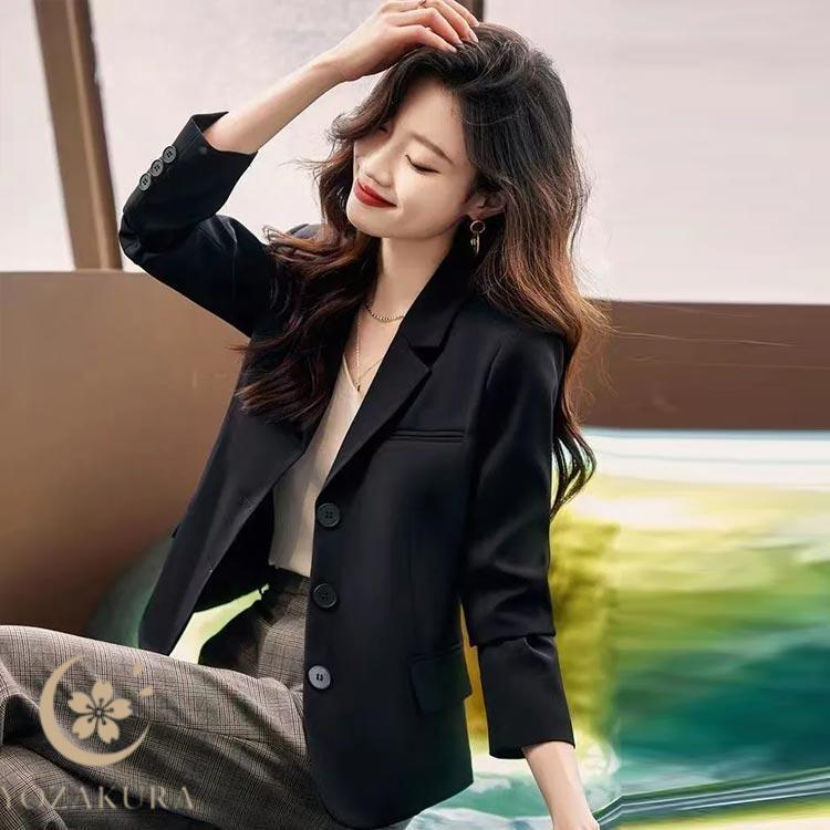 レディース シングル テーラードジャケット ショート丈 春 テーラード