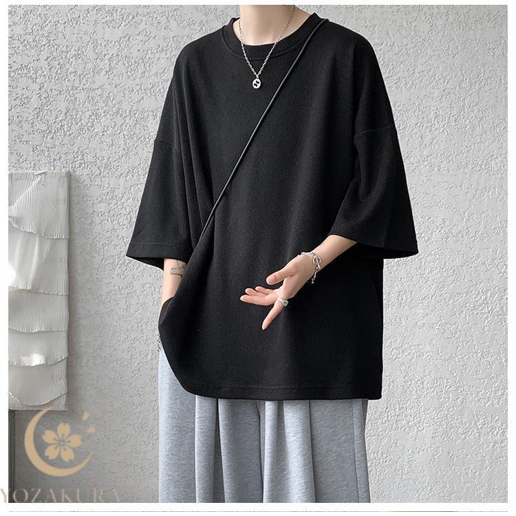 Tシャツ メンズ トレーニングウェア 5分袖 無地 シンプル クルーネック