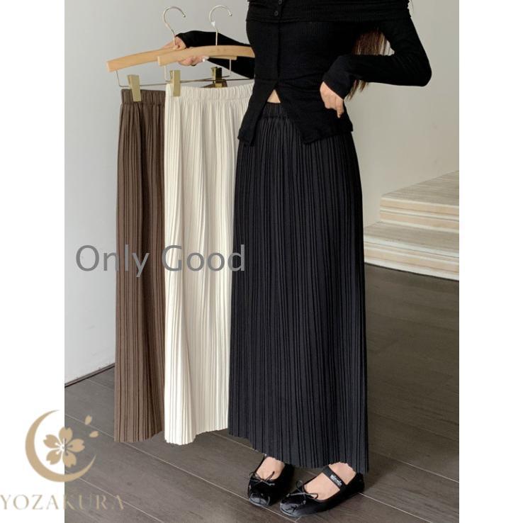 ロングスカート アコーディオンプリーツ ナロースカート タイト セルフ