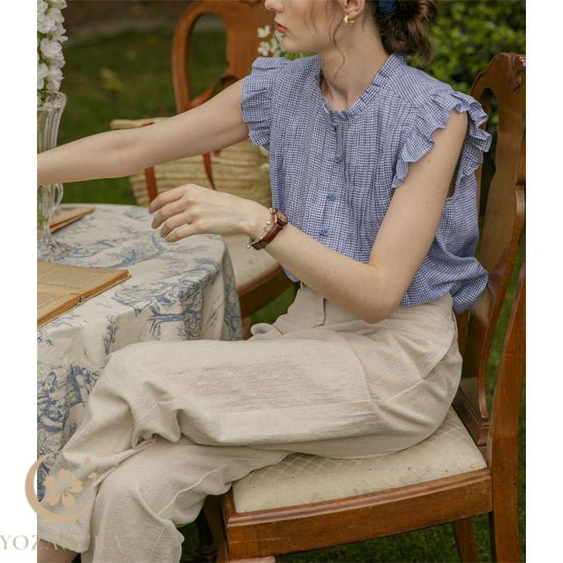 シャツ/ブラウス(半袖/袖なし) shoulder frill top SELFIST（セルフィスト） ブラウス シャツ ラッフルフリルパールボタン