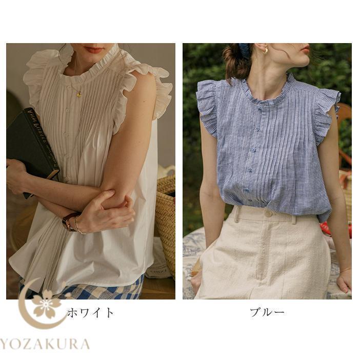 ブラウス レディース ノースリーブ シャツブラウス 春 夏 秋 ス 肩