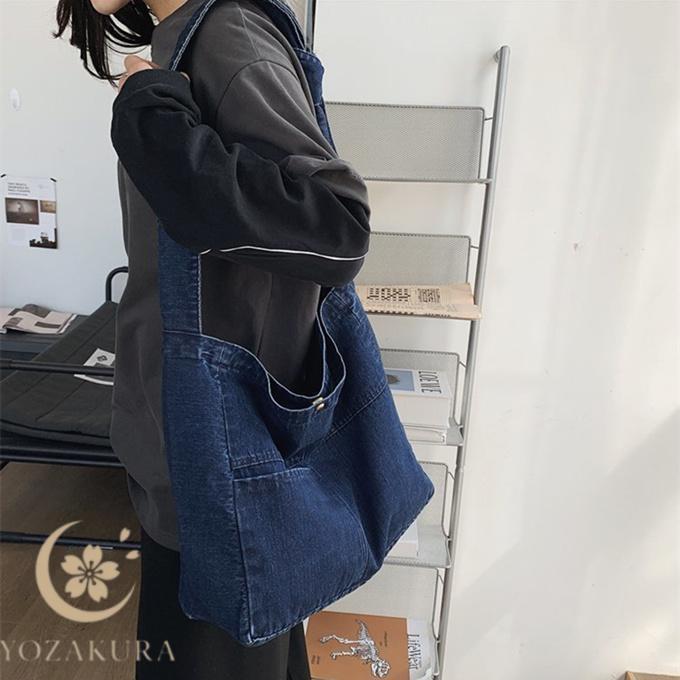 男女兼用 レディース メンズ デニム ショルダーバッグ トートバッグ