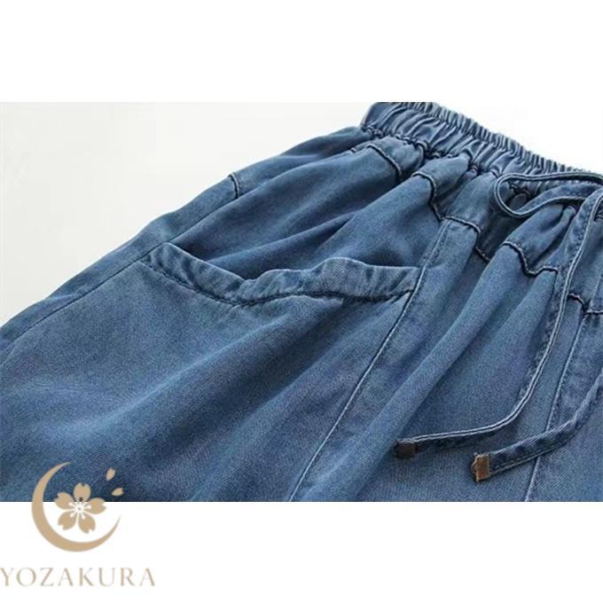 テンセル デニム パンツ レディース クロップドパンツ テーパード