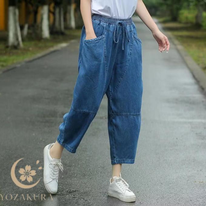 テンセル デニム パンツ レディース クロップドパンツ テーパード