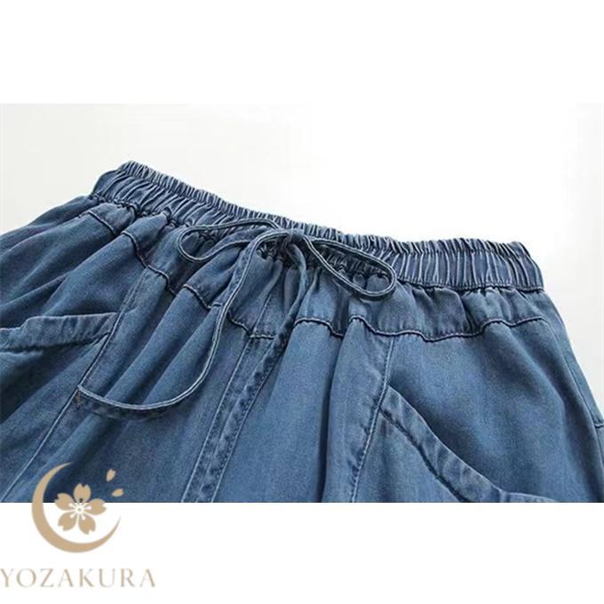 テンセル デニム パンツ レディース クロップドパンツ テーパード