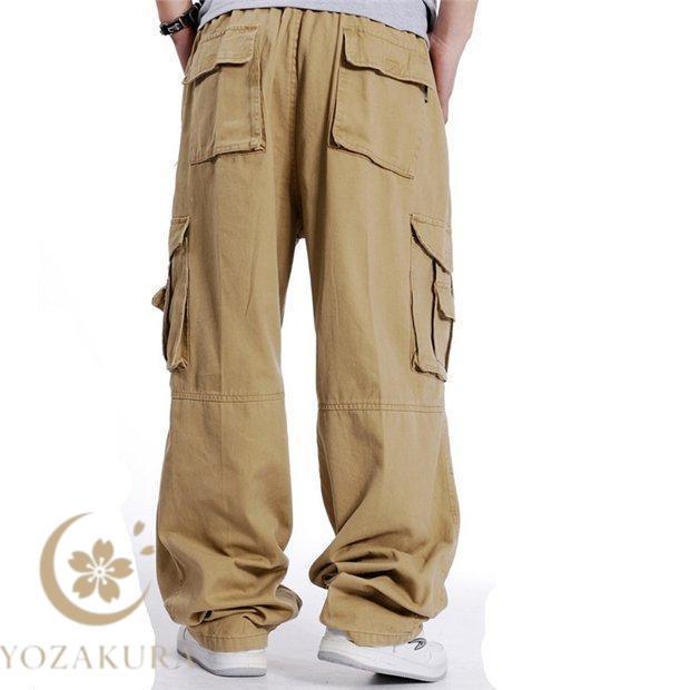 カーゴパンツ メンズ 太め ゆったりパンツ 父の日 繋ぎ サルエルパンツ