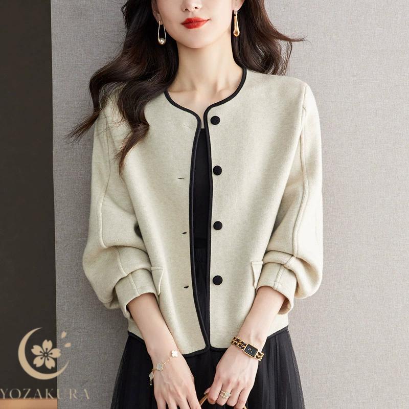 カーディガン 長袖 無地 ショート丈 トップス ニットカーディガン