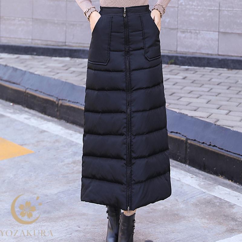 巻きスカート レディース ラップスカート 厚手 防寒 ダウンスカート
