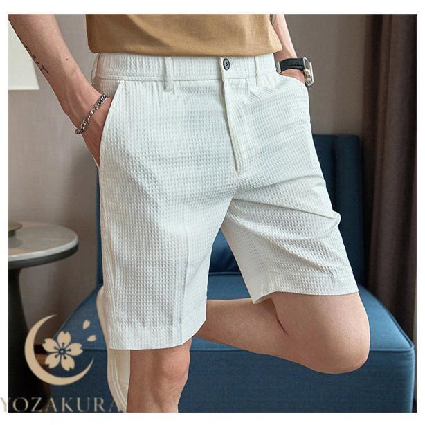 ゴルフパンツ メンズ スラックス ハーフパンツ ストレッチ 膝丈