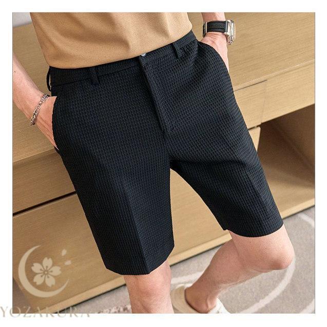 ゴルフパンツ メンズ スラックス ハーフパンツ ストレッチ 膝丈