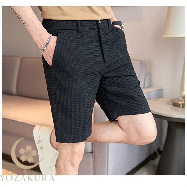 ゴルフパンツ メンズ スラックス ハーフパンツ ストレッチ 膝丈