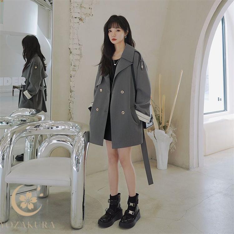 春秋 ミディアム 韓国ファッション アウター レディース コート 春