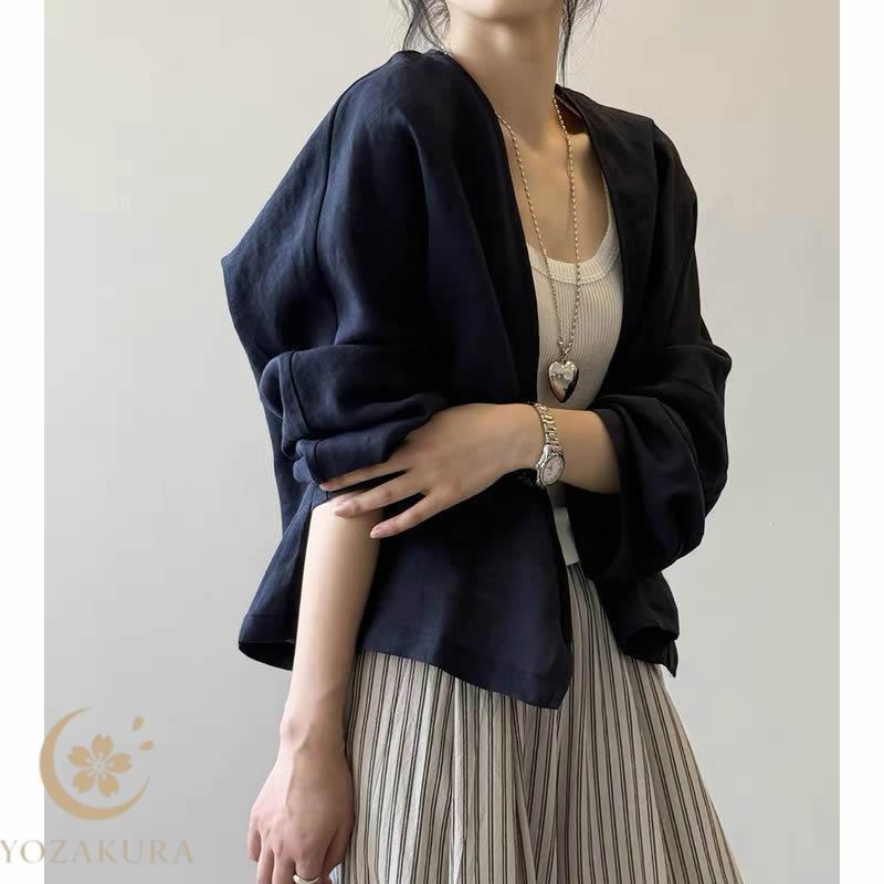 リネン カーディガン 麻 ゆったり おしゃれ カジュアル シンプル