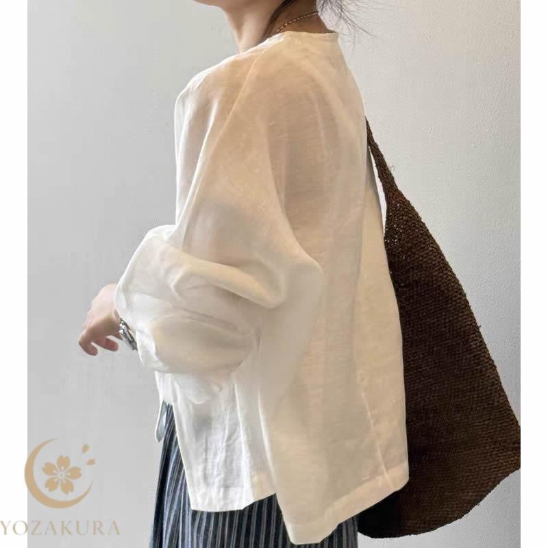 リネン カーディガン 麻 ゆったり おしゃれ カジュアル シンプル