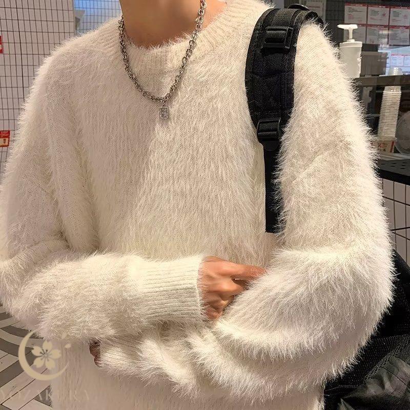 メンズ シャギーニット モヘアタッチ セーター オーバーサイズ 大きな