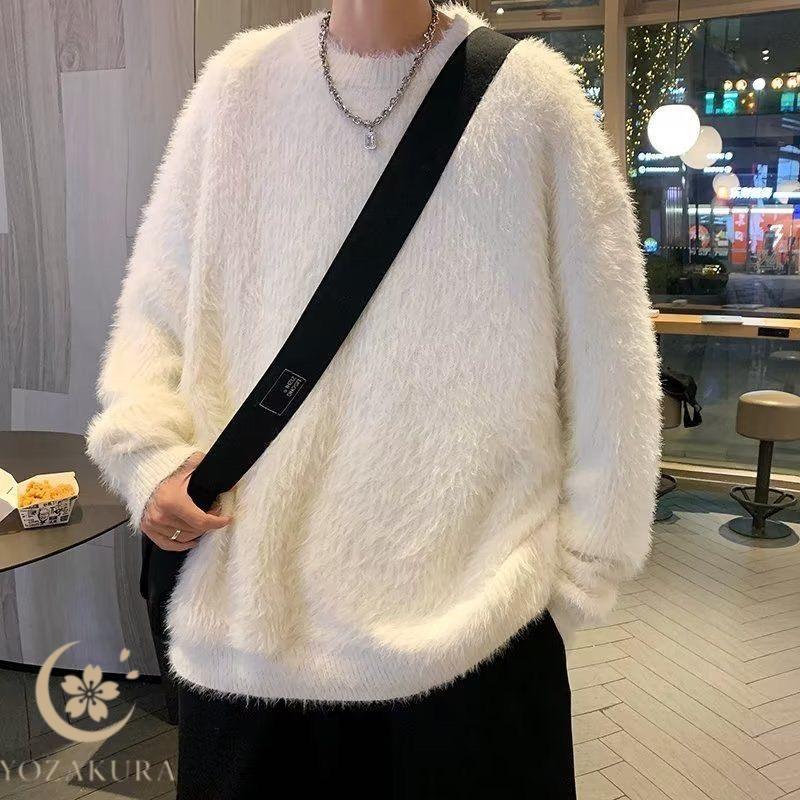 メンズ シャギーニット モヘアタッチ セーター オーバーサイズ 大きな