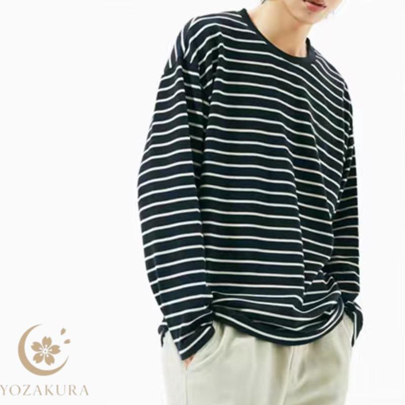 ボーダーTシャツ ロングTシャツ メンズ 長袖 Tシャツ ヘビーウェイト