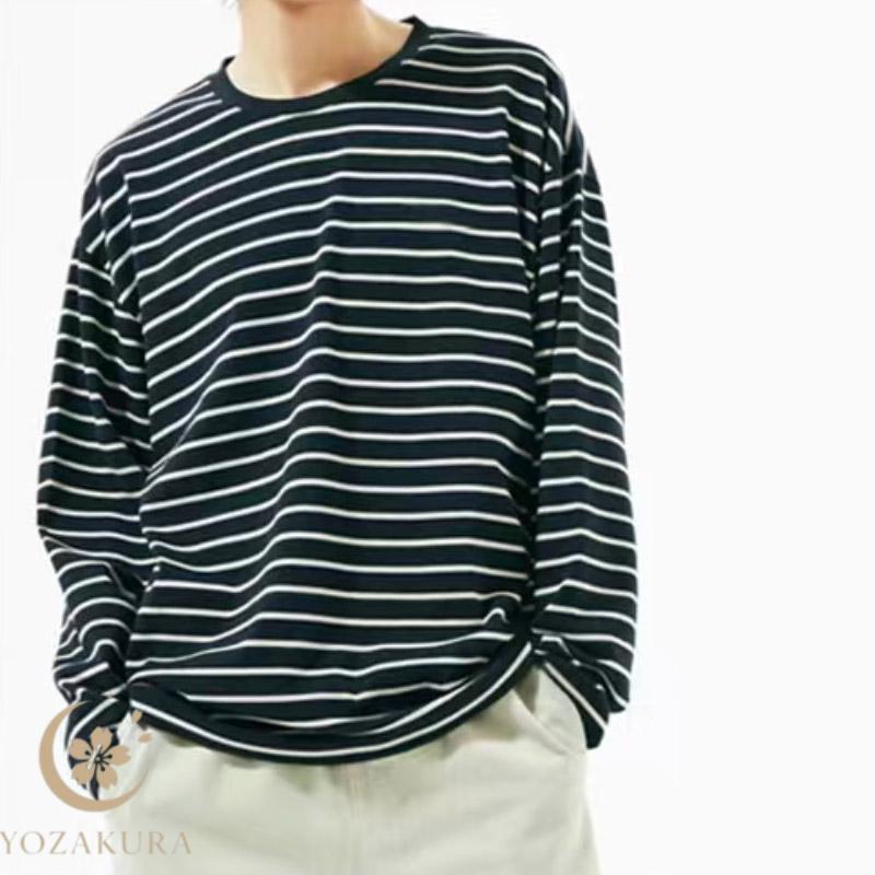 ボーダーTシャツ ロングTシャツ メンズ 長袖 Tシャツ ヘビーウェイト