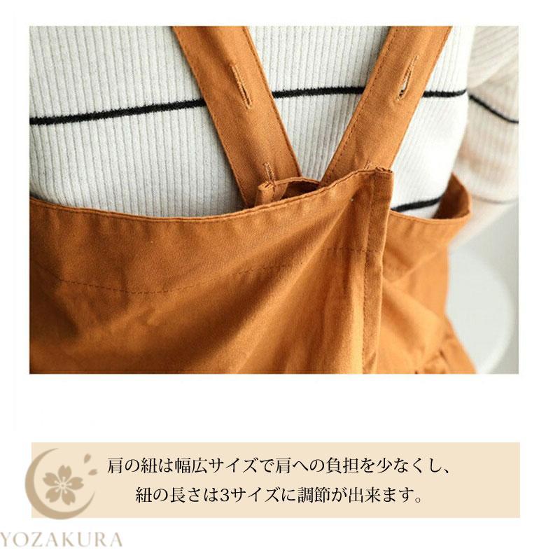 エプロン コットン レディース カフェエプロン ポケット付きドレス