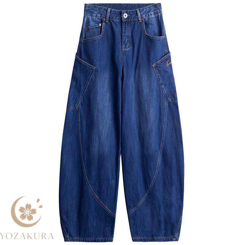 カーブ デニム パンツ レディース 大きいサイズ ワイド ジーパン