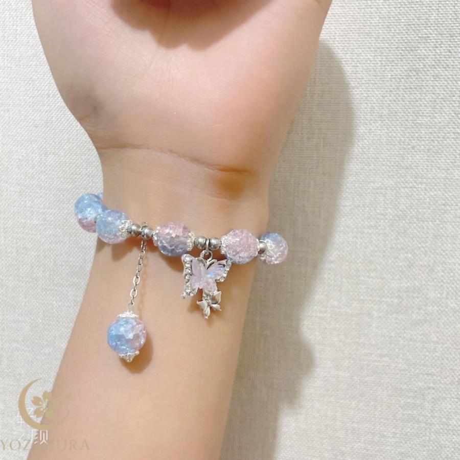 ブレスレット 腕輪 レディース 女性用 アクセサリー ビーズ 蝶 チョウ