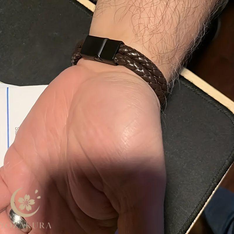 ブレスレット メンズ アクセサリー 腕輪 フェイクレザー 2連 編み込み