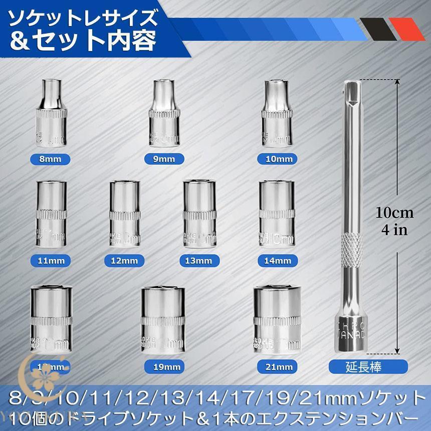 ソケットレンチセット ラチェットハンドル 六角ソケット 差込角9.5mm 3