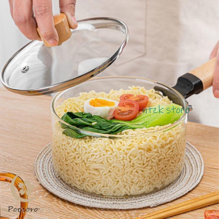 ガラス 1500ml レンジ対応 ミルクパン ソースパン ガラスパン 北欧風