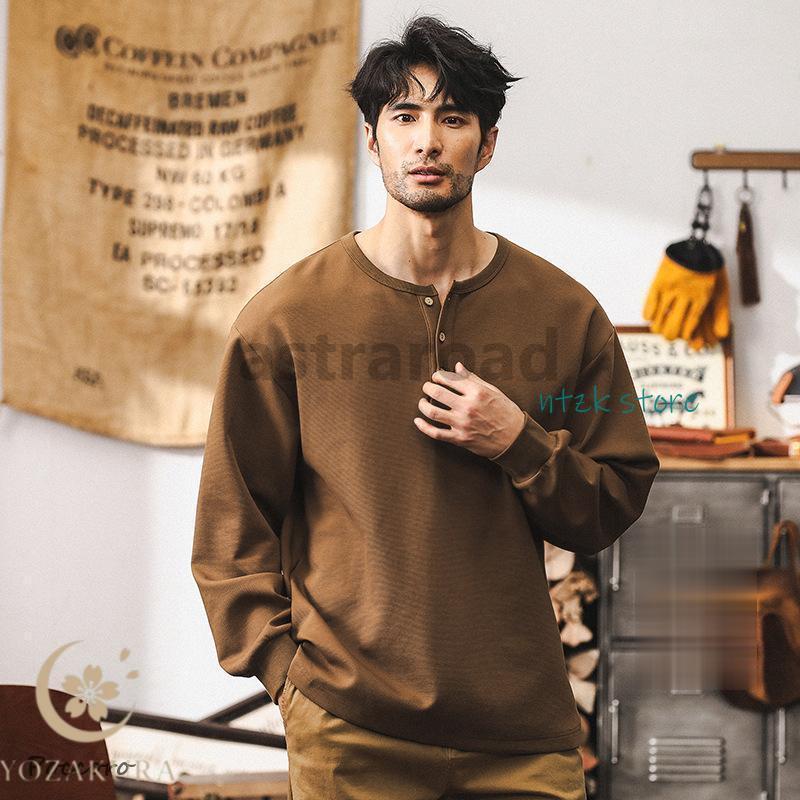 ヘンリーネック Tシャツ ヘンリーネックtシャツ メンズ 長袖