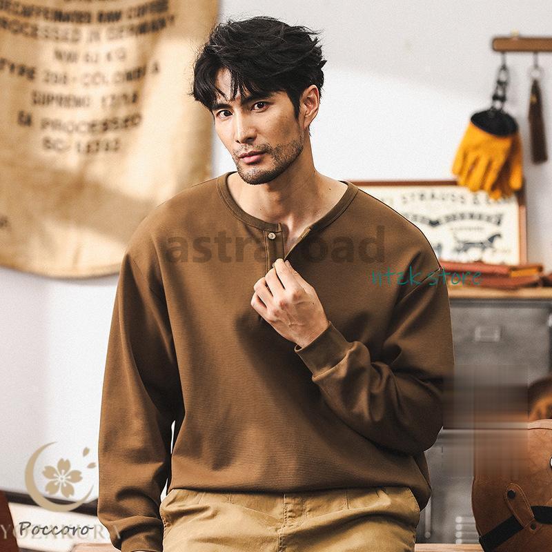 ヘンリーネック Tシャツ ヘンリーネックtシャツ メンズ 長袖