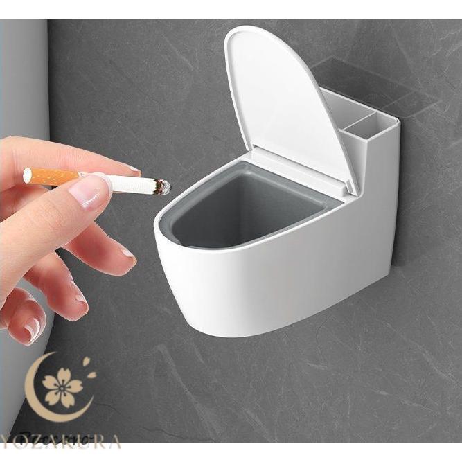 灰皿 卓上 机上 トイレ型 蓋付き タバコ収納 ライター収納 ユニーク