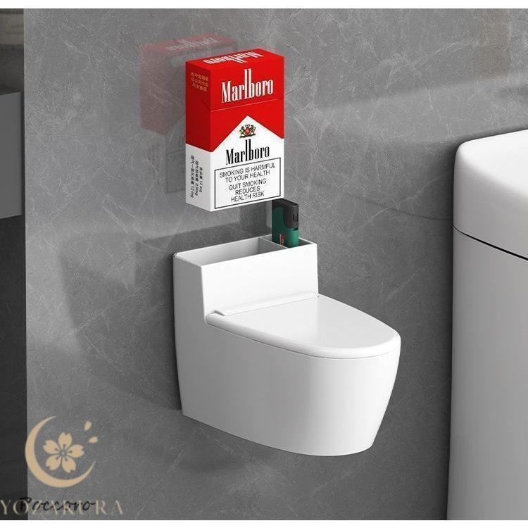 灰皿 卓上 机上 トイレ型 蓋付き タバコ収納 ライター収納 ユニーク