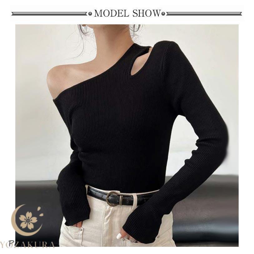 ワンショルダー ニット トップス レディース オフショル オフ