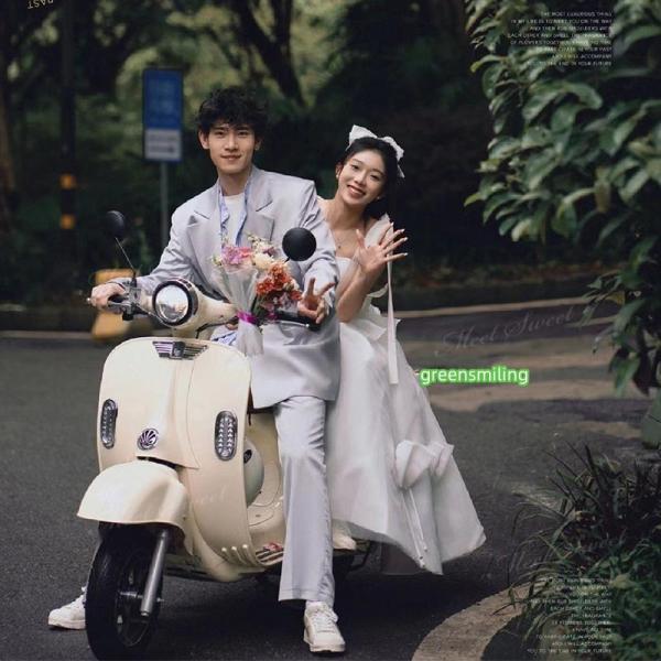 ウェディングドレス リボン ノースリーブ リゾート フォト婚 Aライン ロング 二次会 結婚式 披露宴 前撮り 後撮り 発表会 花嫁 ウエディングドレス 花嫁ドレスの画像