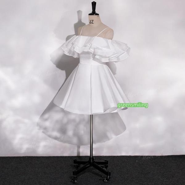 ウェディングドレス ミニ ショート丈 Aライン フリル ミニドレス 二次会 結婚式 前撮り 発表会 花嫁 ウエディングドレス ショートドレス_2