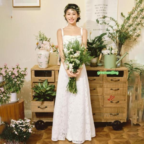 ウェディングドレス 総レース ノースリーブ 可愛いスレンダーライン ロング 二次会 結婚式 披露宴 前撮り 後撮り 発表会 花嫁 ウエディングドレス 花嫁ドレス_4
