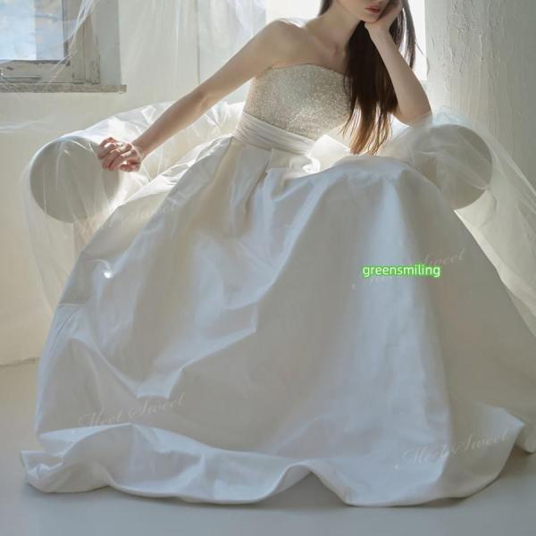 ウェディングドレス オフショルダー 2way ベアトップ Aラインドレス ロング 二次会 結婚式 披露宴 前撮り 発表会 花嫁 ウエディングドレス 花嫁ドレス_6