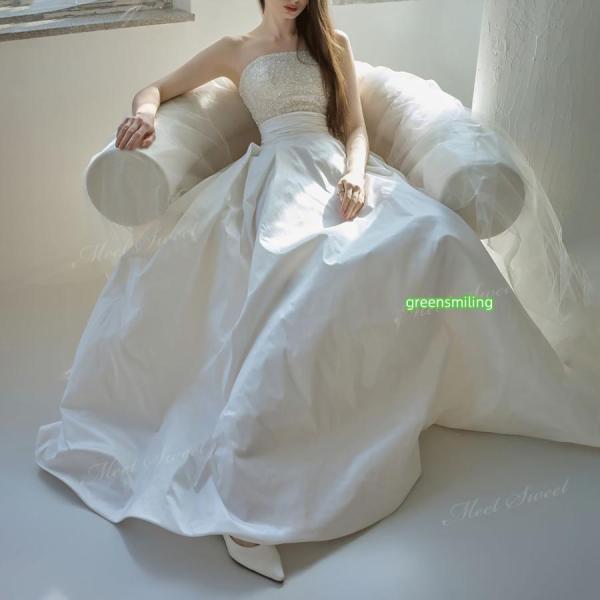 ウェディングドレス オフショルダー 2way ベアトップ Aラインドレス ロング 二次会 結婚式 披露宴 前撮り 発表会 花嫁 ウエディングドレス 花嫁ドレス_7